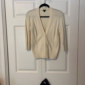 Ann Taylor Ivory Button-Up Cardigan